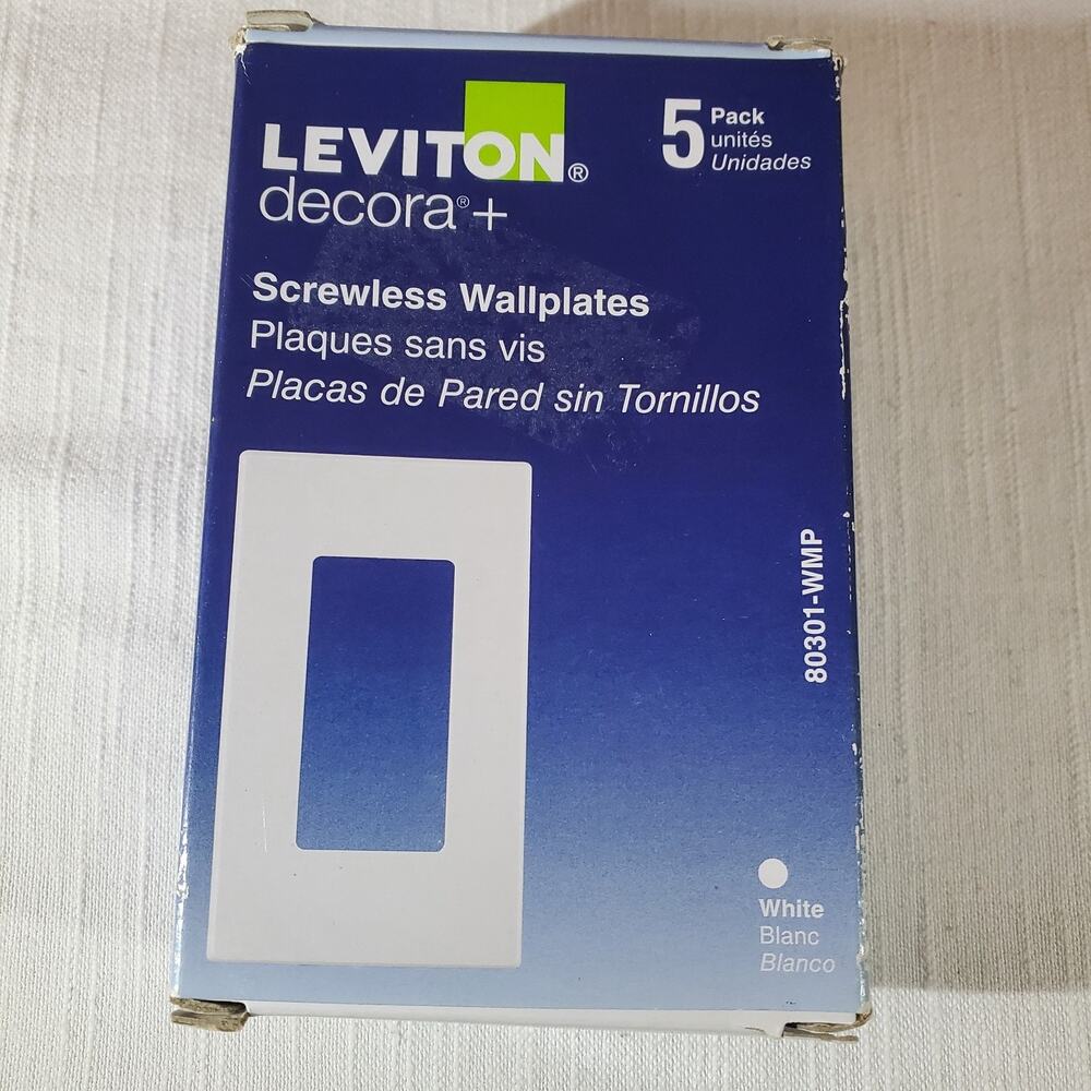 Leviton White Decorator Plastic Nylon Screwless Wall Plates NEW (5 Pack)